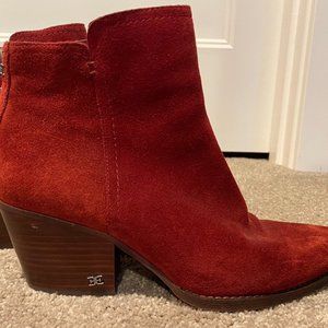 Sam Edelman Burgundy Suede Ankle Boot (Size 7.5)